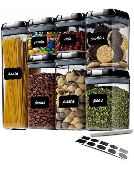 JUEGO DE 7 CONTENEDORES HERMÉTICOS DE PLÁSTICO 🍱 🍇