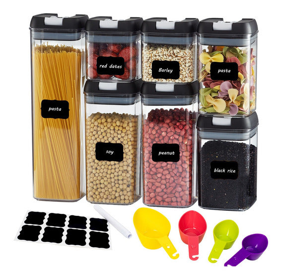 JUEGO DE 7 CONTENEDORES HERMÉTICOS DE PLÁSTICO 🍱 🍇